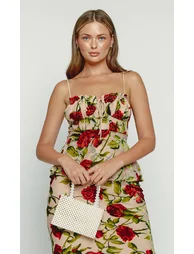 Floral Rose Bias Cut Maxi Skirt - 2