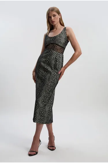 Premium Lace Tailored Pencil Maxi Dress