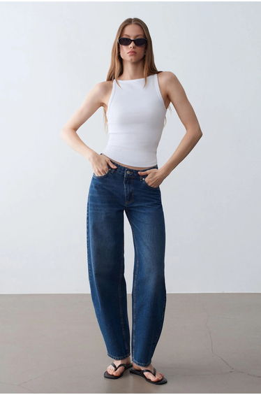 DILVIN Ribbed Cotton Halterneck Blouse