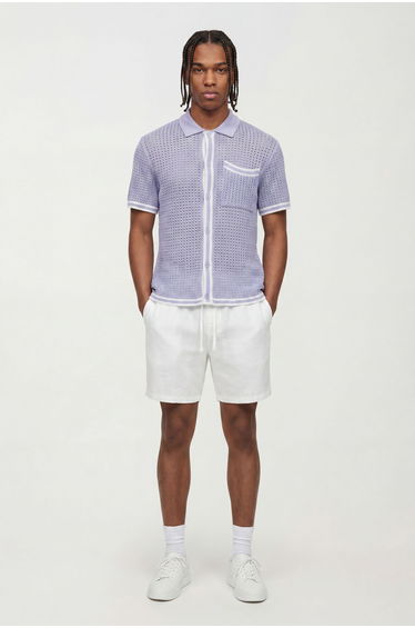 Regular Fit Open Stitch Knitted Shirt - lilac