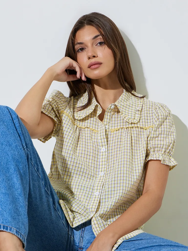 Yellow Checkered Casual Shirt