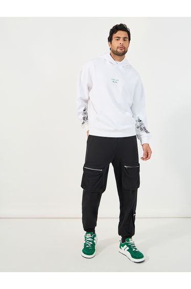 Floral Placement Print Oversized Hoodie
