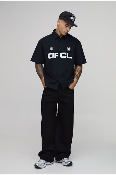 Fixed Waist Baggy Washed Trouser - black