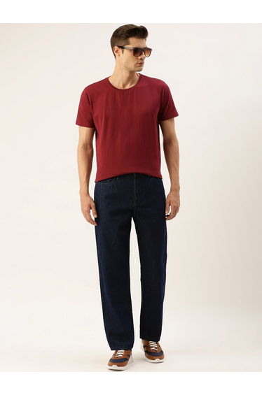 Men Mid Rise Relaxed Fit Solid Jeans