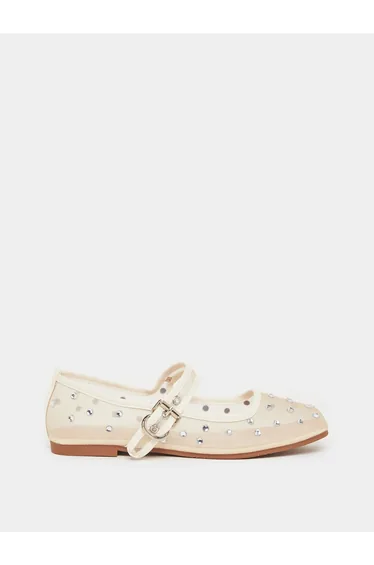 حذاء بالية بطبعة منقطة - بيج