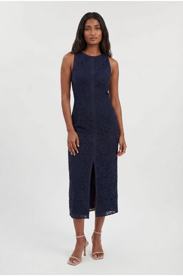 Lace Sleeveless Woven Midi Dress
