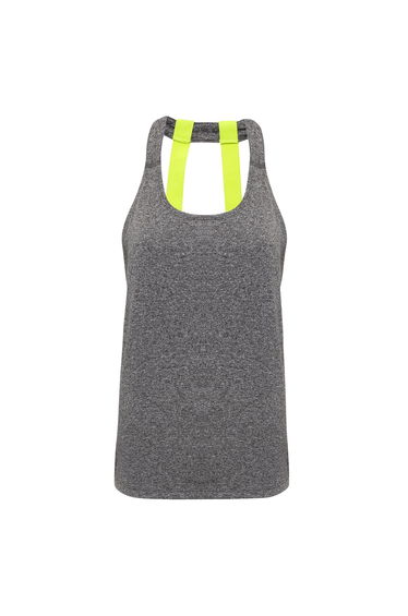 Tri Dri Womens/Ladies Double Strap Back Sleeveless Vest - Black Melange