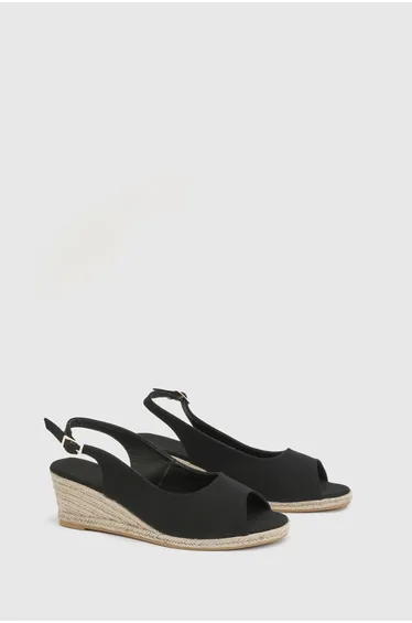 Good For The Sole: Wide Fit Reese Canvas Espadrille Wedge Sandals