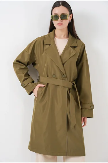 BDART Belted Long Trench Coat with Jacket Collar