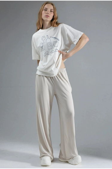 BUSEM Elastic Waist Straight Leg Modal Pants