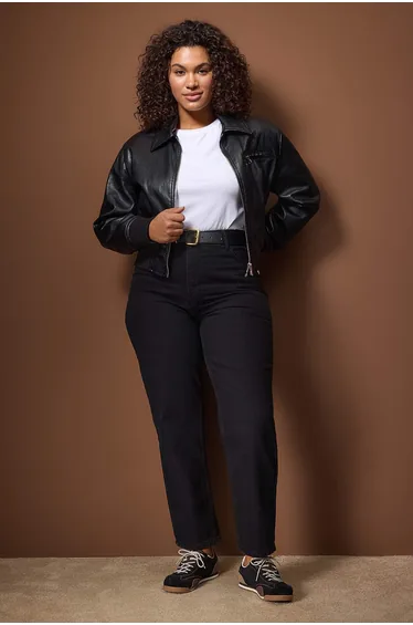 Black high waist 90s straight fit plus size jeans