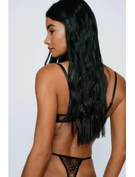 Daisy Embroidered Spot Cut Out Underwire Lingerie Set - 2