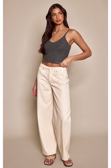 Charcoal Knitted Strappy Cami Top