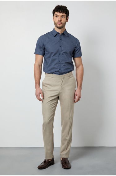 Navy Geometric Print Short Sleeve Shirt