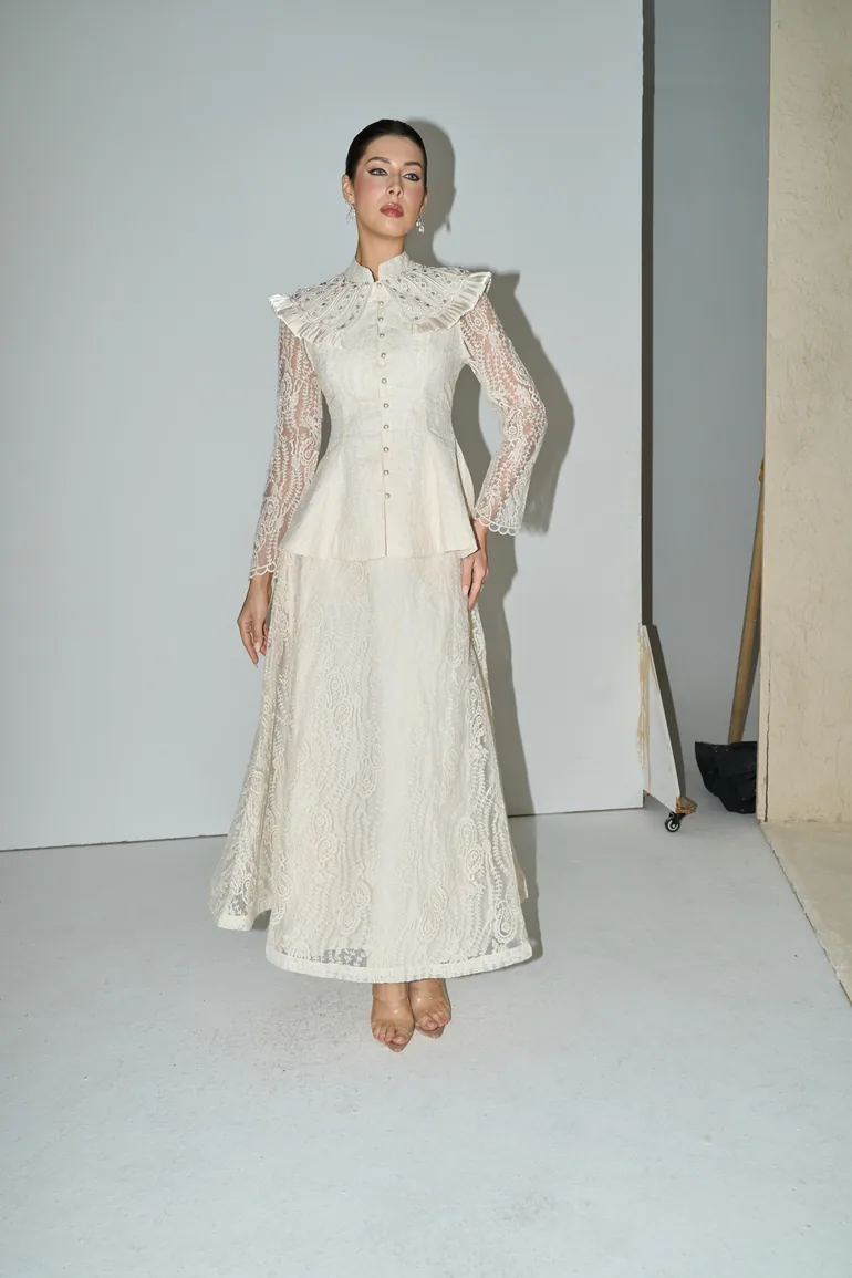 طقم سانفير باللون البيج - 9