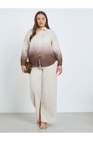 Plus Size Ombre Printed Shirt