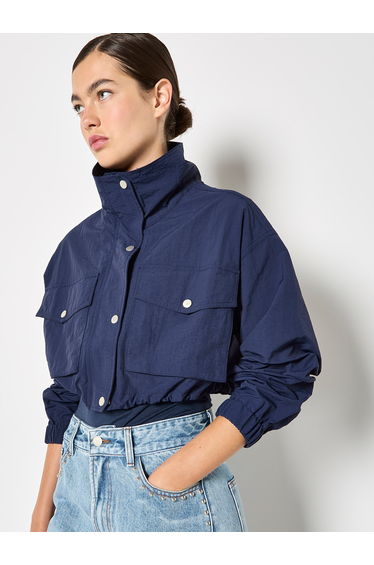 Funnel Neck Cropped Jacket
