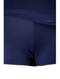 Dark Navy Blue Square Neck Covered Basic Skirt Swimsuit - 5