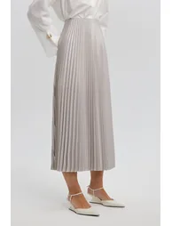 Grey Pleated A-Line Skirt - 2
