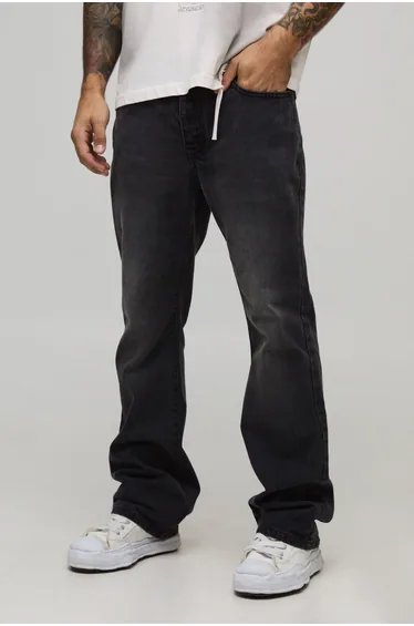 Slim Flared Fit Washed Jeans - washed black