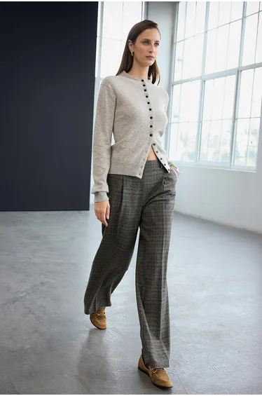 Trendyol Studio Mink Wool Stand Collar Soft Textured Knitwear Cardigan