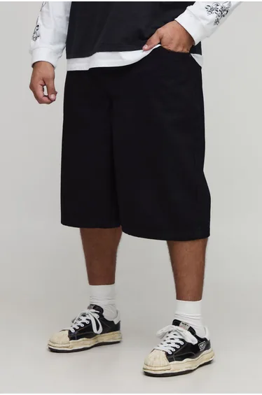 Plus Overdye D Ring Relaxed Fit Jorts - true black