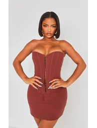 Shape Chocolate Brown Woven Micro Mini Skirt - 3