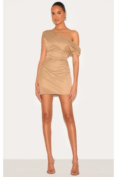 Sage Woven Asymmetric Cup Detail Mini Dress