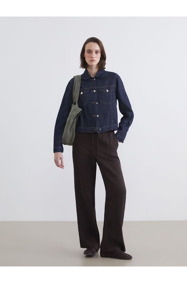 Textured Women's Trousers with Elastic Waistband