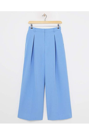 Blue Wide Leg Tailored Trouser