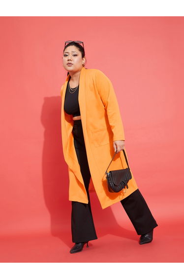 Plus Solid Pocket Detail Midi Shrug