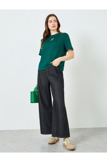 Women Green Embroidered T-Shirt