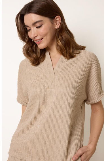 Grandad Collar Oversized Top