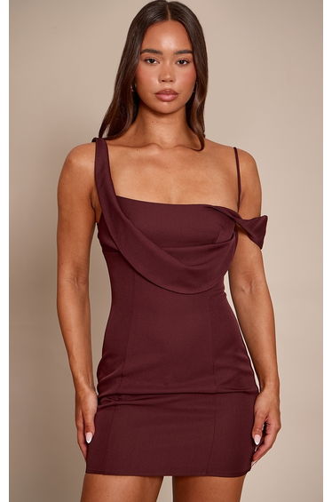 Plum Woven Drape Mini Dress