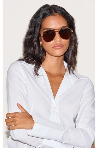 Jeepers Peepers Tan Tortoiseshell Aviator Sunglasses