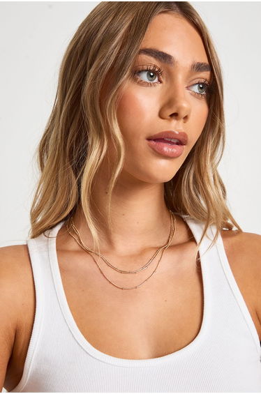 Delicate Ball & Chain Layered Necklace - gold