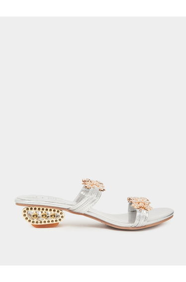 Women Silver Embellished Sandals