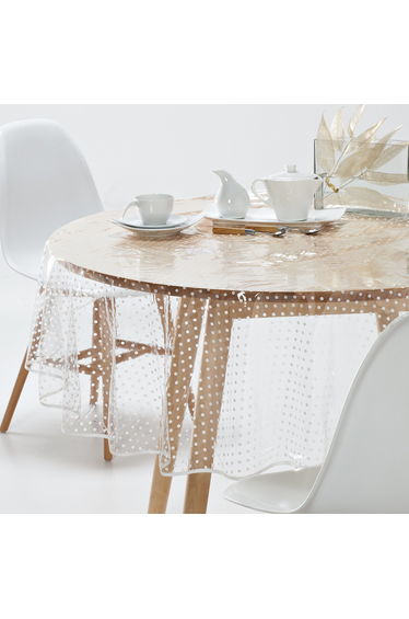 Transparent PVC Tablecloth with Polka Dots