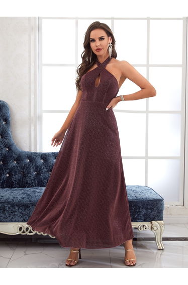 Leely Elegant Halter Sleeveless A-line Party Dress