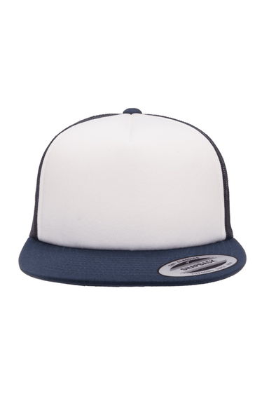Flexfit By Yupoong Foam Trucker Cap With White Front - Navy/White/Navy