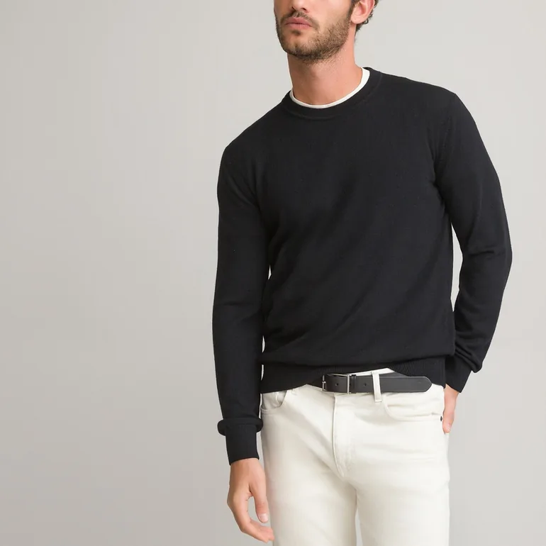 Merino Wool Jumper/Sweater with Crew Neck - 1