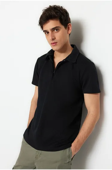 Polo T-shirt - Black - Fitted