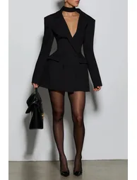 Osanne Black Double Breasted Blazer Mini Dress - 4