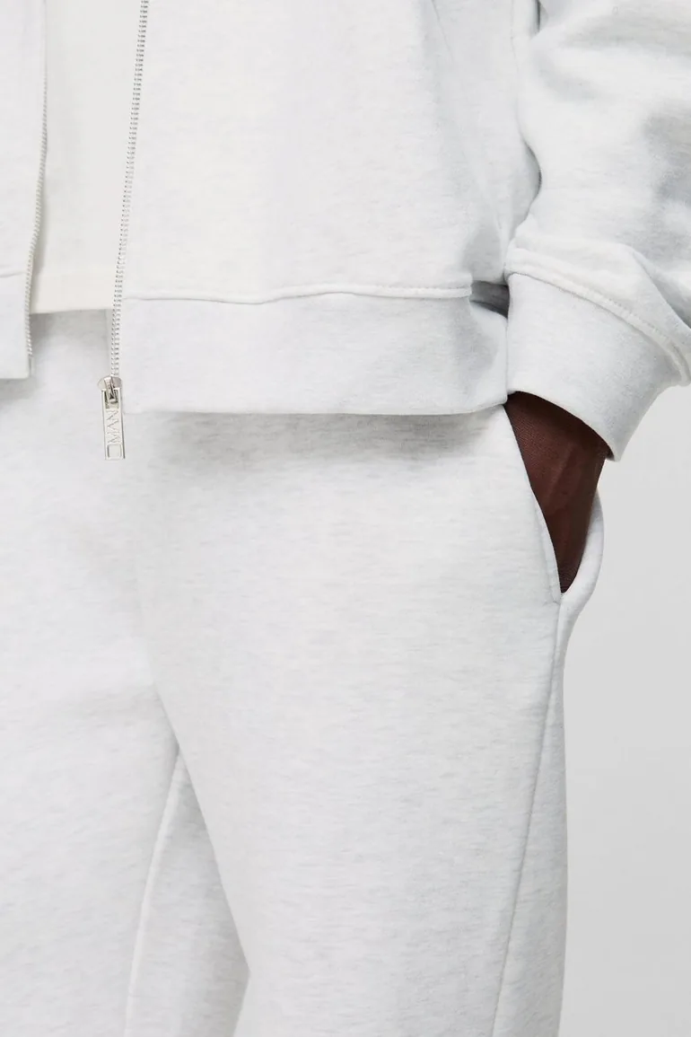 Regular Fit Split Hem Jogger - grey marl - 2