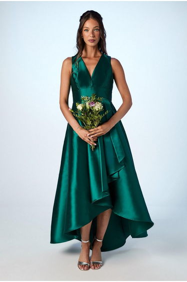 Coast Honoured Petite Sleeveless Plunge Waterfall Twill Maxi Dress