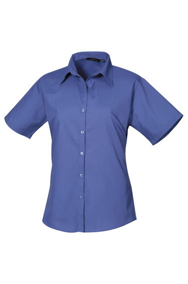 Premier Short Sleeve Poplin Blouse / Plain Work Shirt - Royal