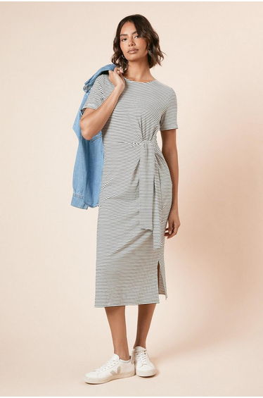 Knot Detail Stripe T Shirt Dress
