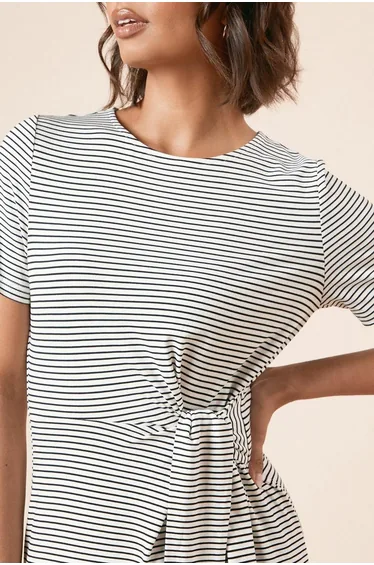 Knot Detail Stripe T Shirt Dress