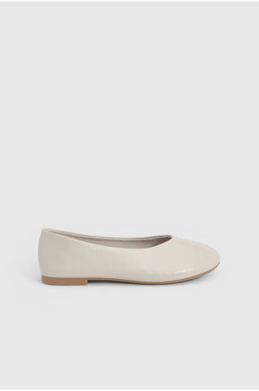 Faith: Bonnie Faux Patent Leather Seam Detail Ballet Pumps