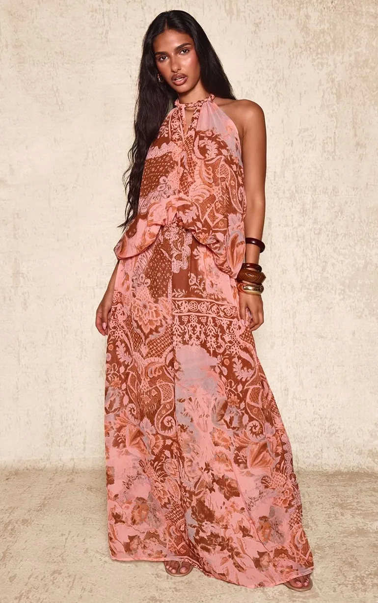 paisley maxi halter dress Paisley Halter Maxi Dress